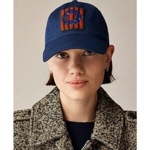 Christopher John Rogers X J.Crew Baseball Hat WMNS OS Blue Red Beaded Adjustable